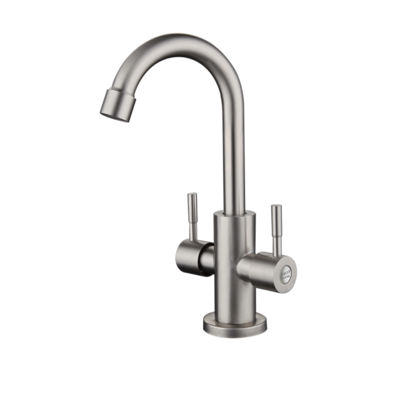 304不锈钢冷热双把双开关厨房水龙头 双开洗菜盆单孔龙头双控旋转