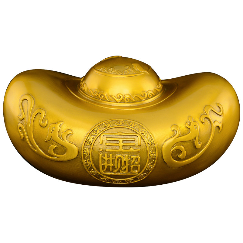 黄铜元宝摆件客厅金元宝招家居酒柜店铺装饰工艺品财大号铜元宝