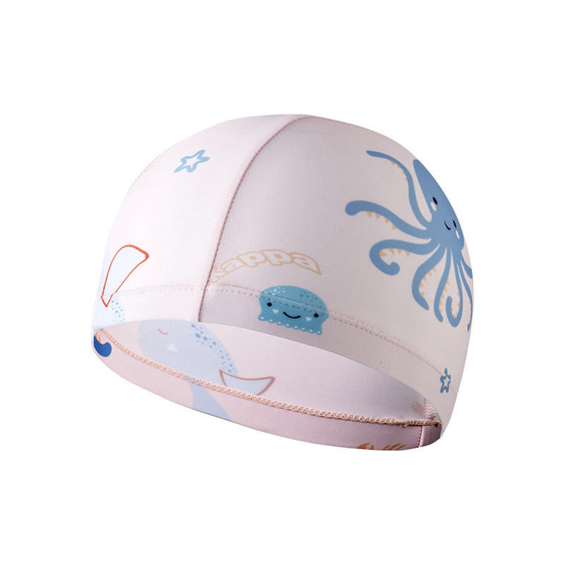 kappa儿童泳帽女童布帽舒适不勒头可爱布料专业女孩宝宝游泳帽子