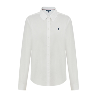 【100%棉】POLOWALK女士白色衬衫秋冬新款修身长袖牛津纺正装衬衣
