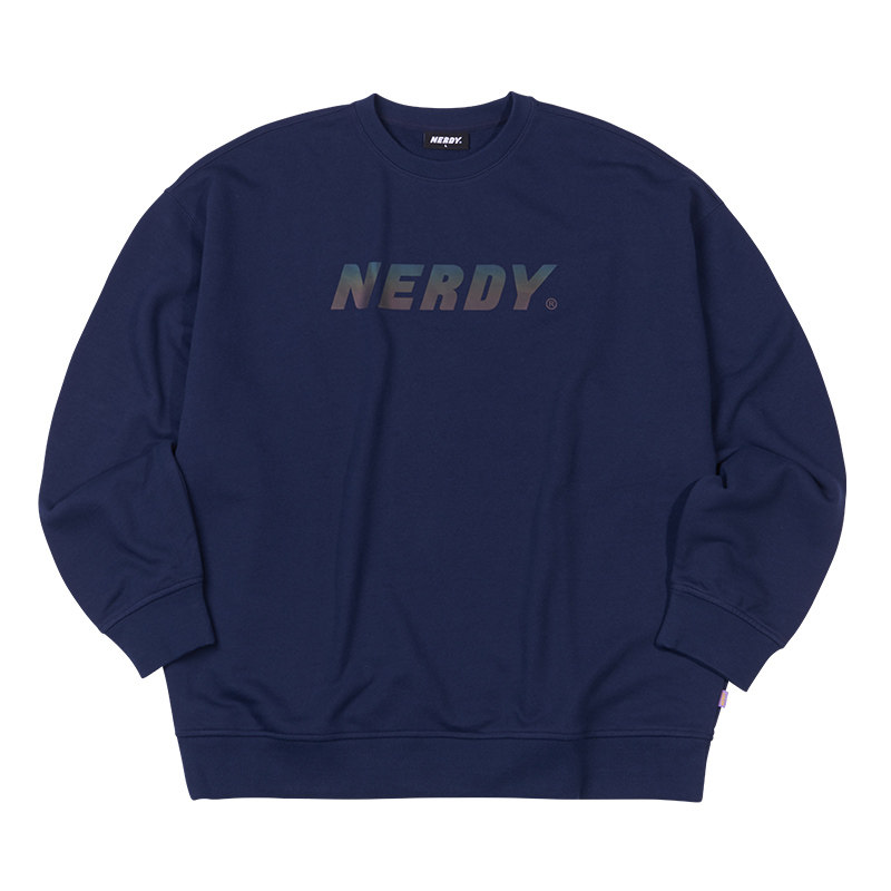 nerdy卫衣女宽松韩版印花设计圆领紫色纯棉时尚休闲纯色潮牌上衣