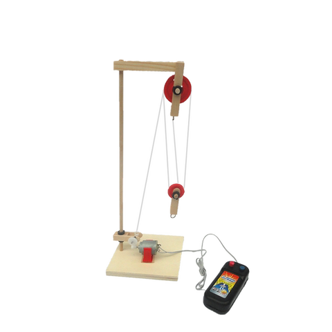 国旗升降台小学生科学手工拼装杠杆滑轮力学玩具自制电动起重机