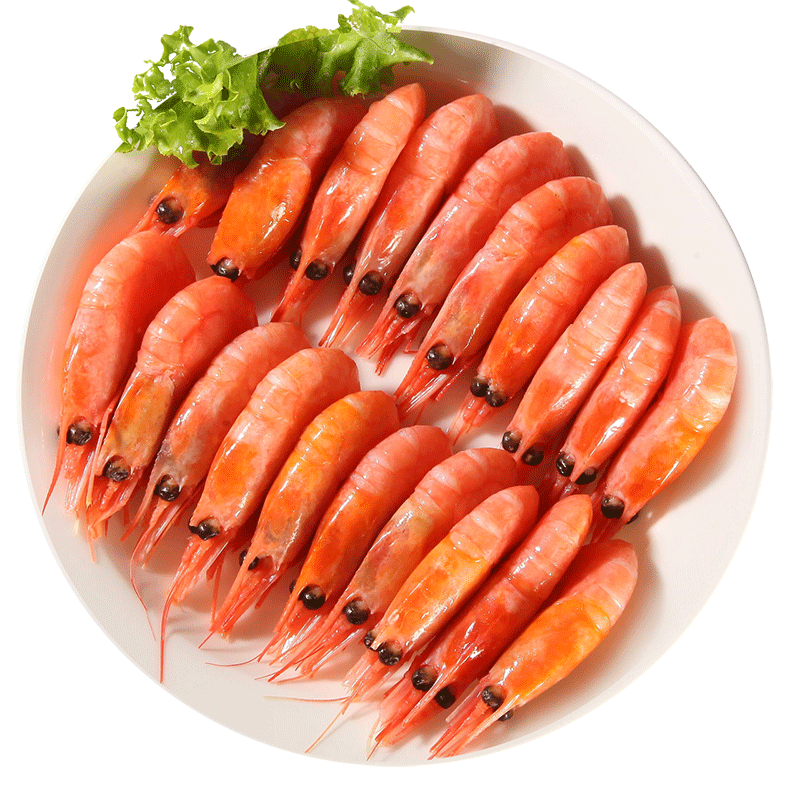 禧美北极纯净深海甜虾带籽冰虾500g即食头腹籽鲜活刺身海鲜冻虾