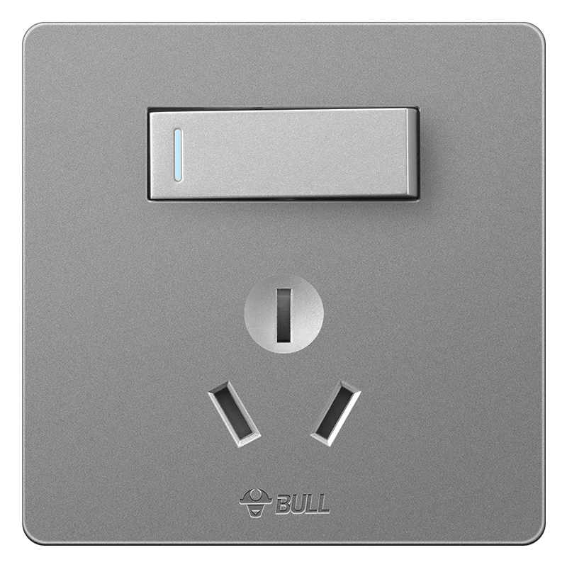 公牛16a热水器插座86型墙壁暗装家用三孔面板带开关空调插座g12灰