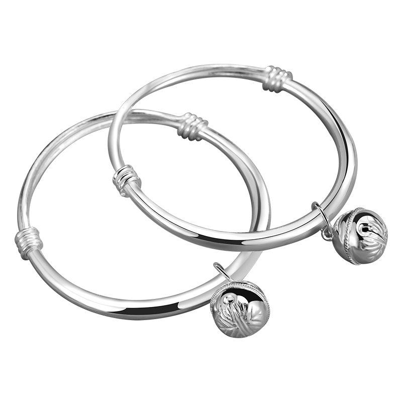 顺钦银楼999纯银婴儿单铃铛脚镯宝宝款足银脚链儿童满月百岁礼物