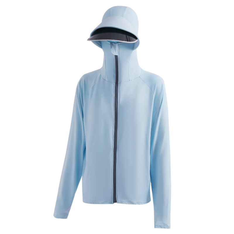 防晒衣男夏季户外钓鱼皮肤衣防紫外线骑车薄款透气冰丝连帽防晒服-钟