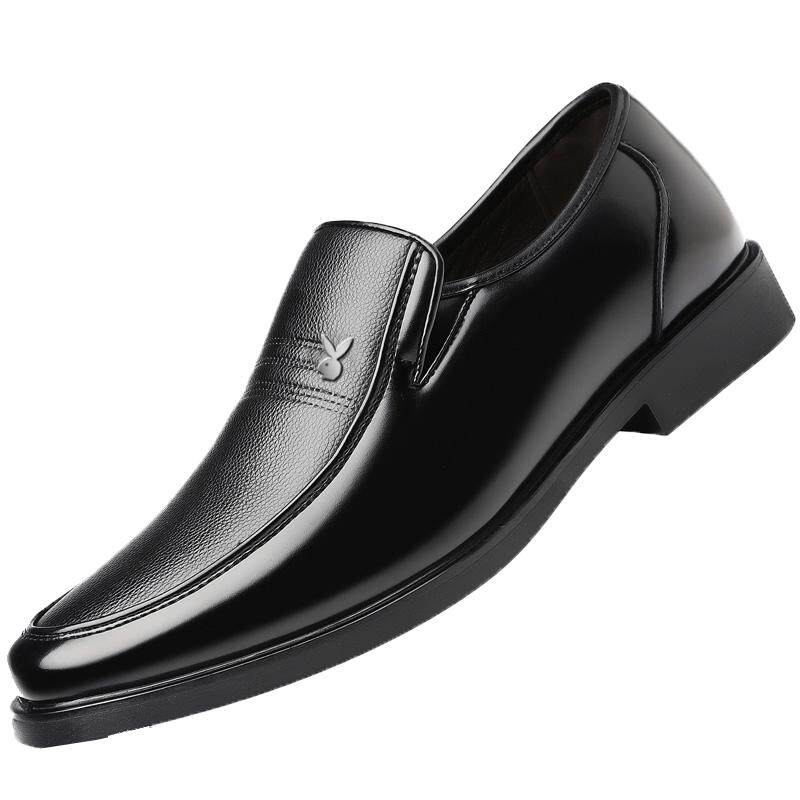 蜻蜓皮鞋男新款商务正装休闲中年软底牛皮爸爸鞋大码春季透气男鞋