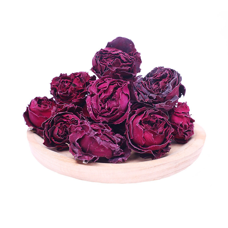 云南冻干重瓣墨红玫瑰干花冠天然大朵精挑特级花茶泡水罐装食用级