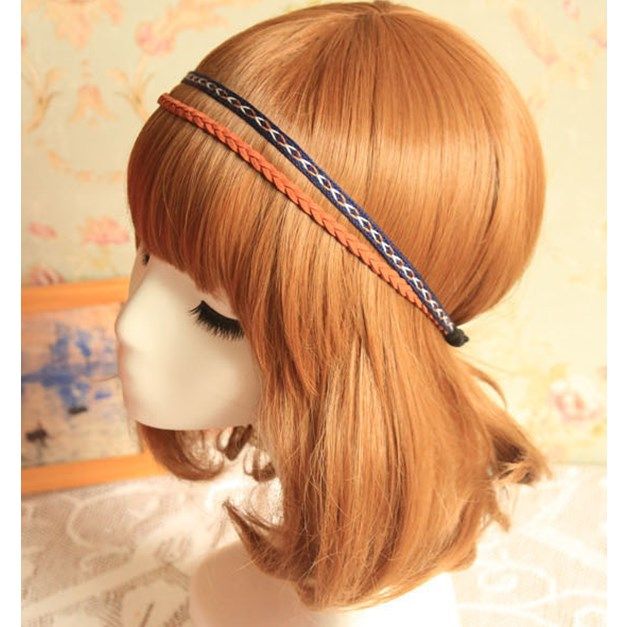 复古双层麻花波西米亚细发带民族风编织前额头带发饰韩国发箍头饰