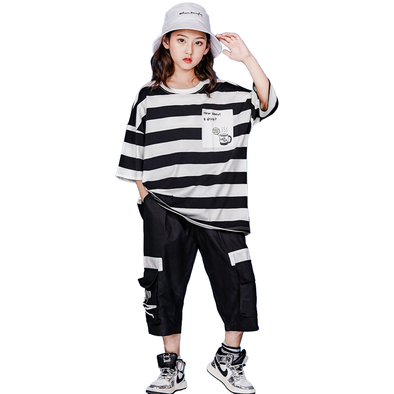 男童街舞潮装夏套装女童爵士舞服装儿童模特走秀潮服嘻哈少儿时尚