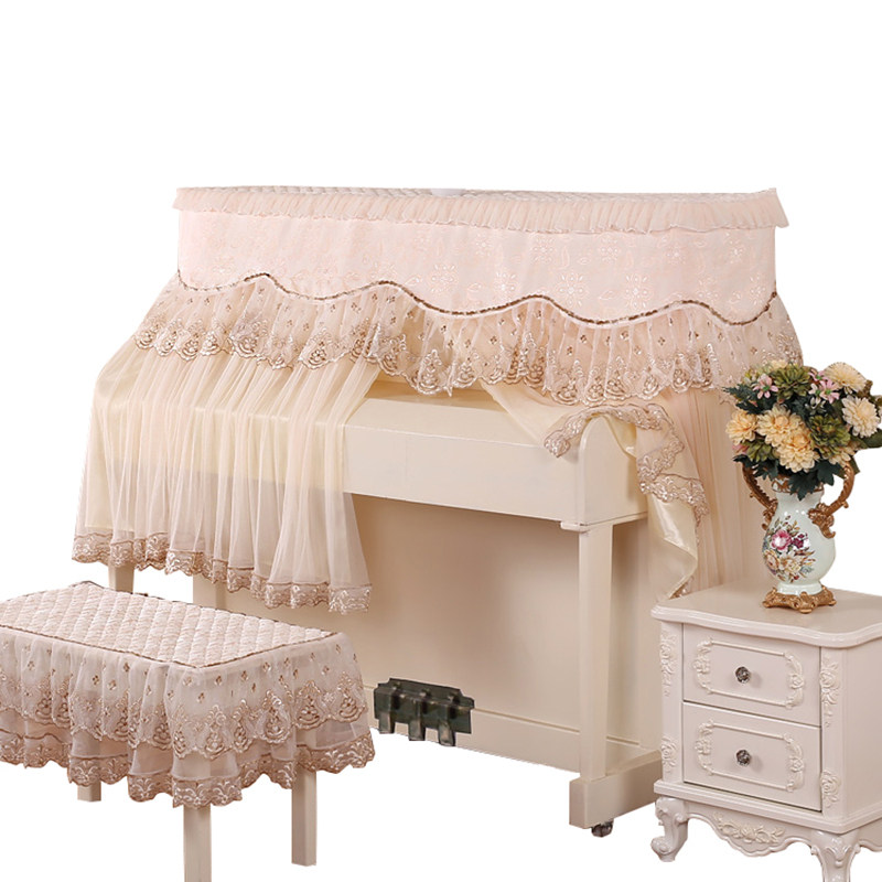 欧式钢琴罩半罩现代简约钢琴全罩高档公主钢琴套子防尘罩蕾丝盖布