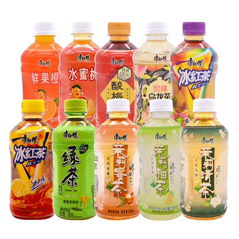康师傅 饮料 330ml*12瓶迷你小瓶装冰红茶绿茶茉莉蜜茶水蜜桃饮料