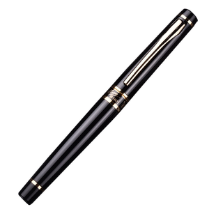 英雄签字笔1021纯黑金夹金属男士商务高档宝珠碳素水笔办公用中性笔