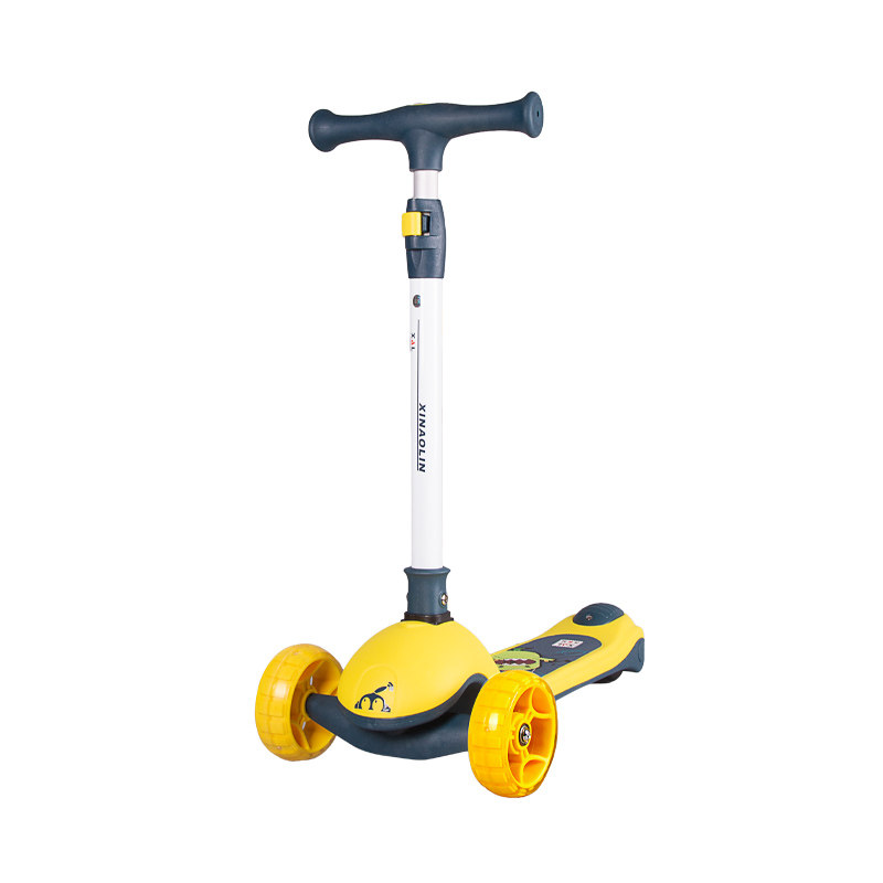 优贝高度可调儿童滑板车3岁4岁小孩三轮溜溜车发光轮可折叠滑滑车