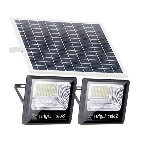 太阳能灯户外灯庭院灯100w家用室内外防水路灯新农村一拖二投光灯