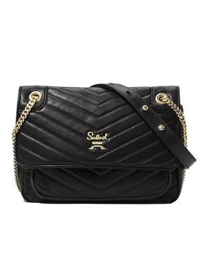 salad真皮链条包软羊皮轻奢高级质感女包单肩包包v纹斜挎包百搭