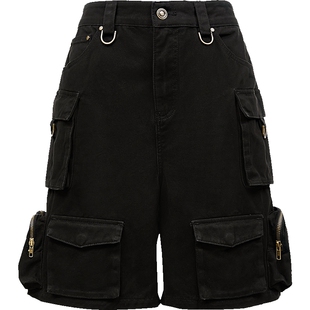 ONLY2025夏季新款简约百搭复古工装直筒短裤休闲裤女|125115001