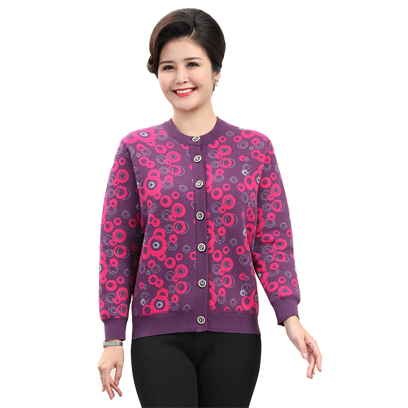 雅鹿中老年人保暖内衣女士开衫加厚加绒妈妈老人奶奶开襟大码套装