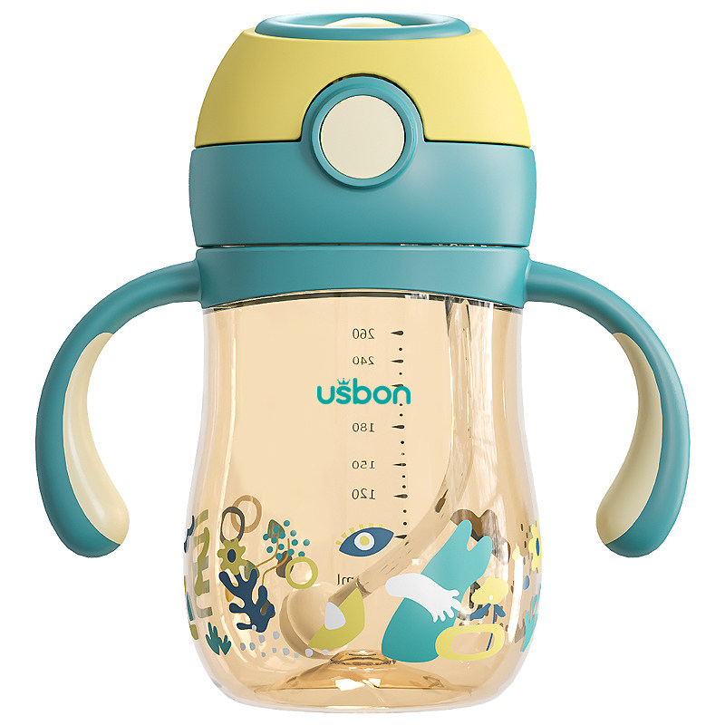 婴儿学饮杯儿童水杯ppsu吸管杯喝奶鸭嘴杯喝水两用防漏奶瓶大宝宝