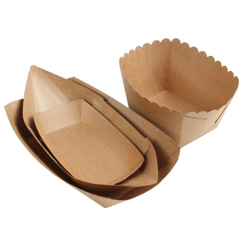 纸短情长 牛皮纸餐盒一次性牛皮打包盒炸鸡块盒船盒敞口盒500只 - 纸