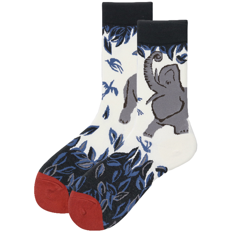 欧美ins风街头潮袜个性多彩艺术系大象中筒男女滑板袜情侣长袜子_5折