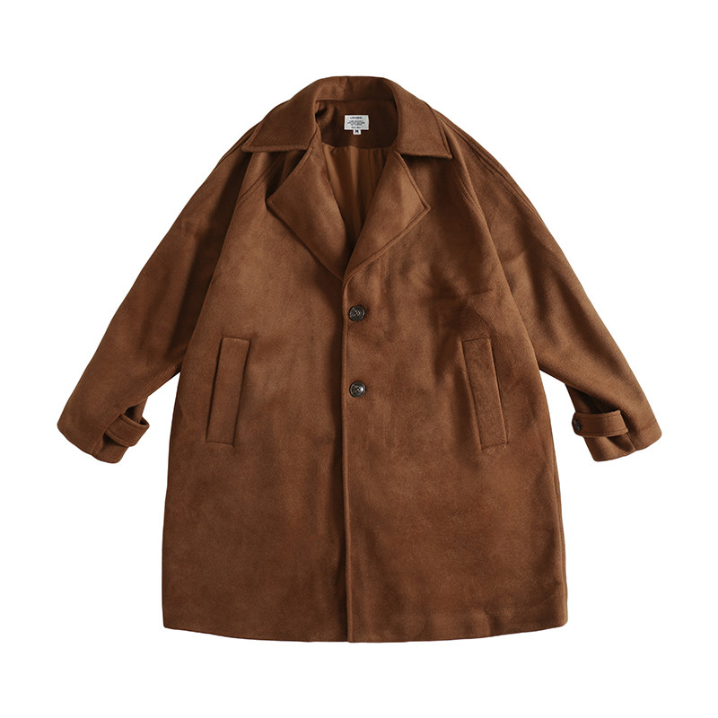 lr made 21aw 日系温暖舒适鹿褐色毛呢大衣 720g超重磅中长款风衣