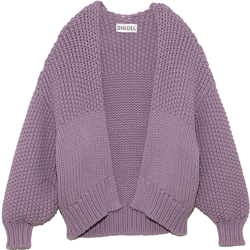 snidel2020春夏新品宽松糖果色蝙蝠袖粗棒针毛衣开衫swnt201001