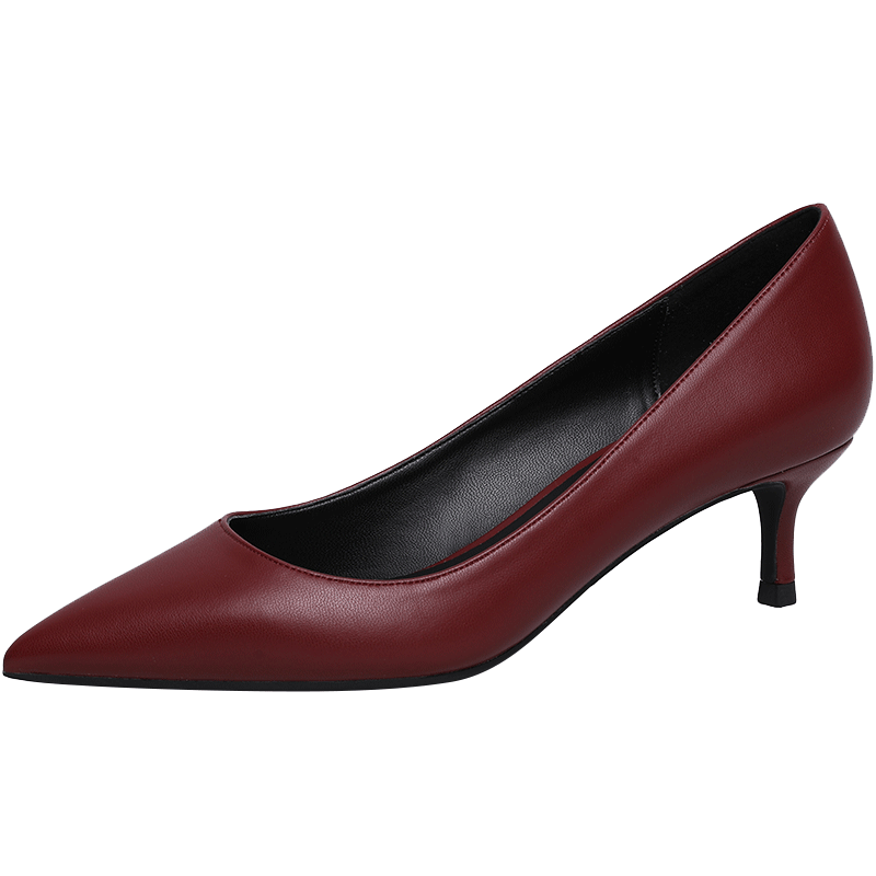 casnsku/卡库鞋子2020新款酒红色名媛高跟鞋女中跟气质单鞋女冬季