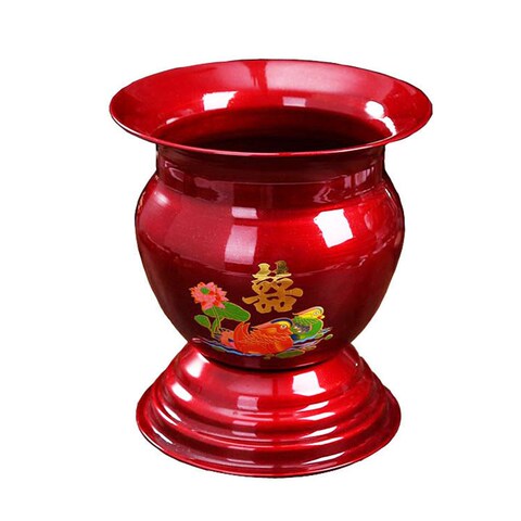 新款老式红色搪瓷高脚痰盂 结婚庆用品 婚礼新娘陪嫁妆痰盂尿桶子