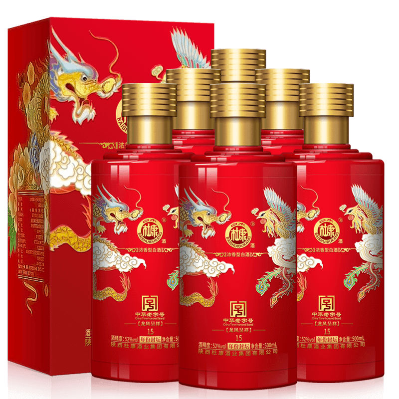 白水杜康龙凤呈祥52度500ml*6瓶浓香型白酒整箱装婚宴喜酒
