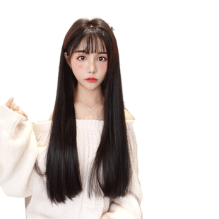 女长发丝黑长直发全真人发全头套