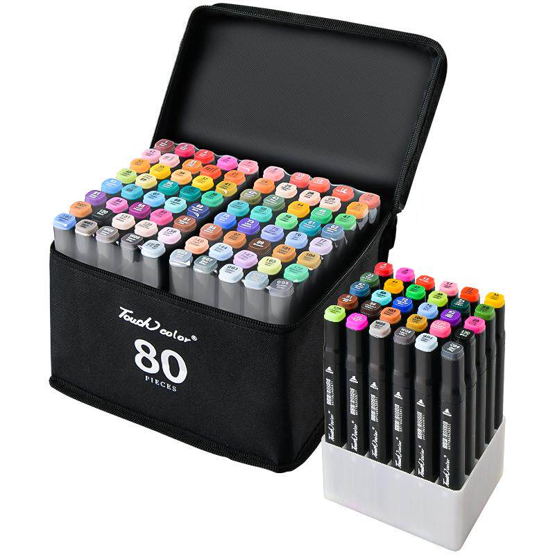 touchcolor马克笔美术专用套装100色儿童油性动漫双头60色80色水彩笔