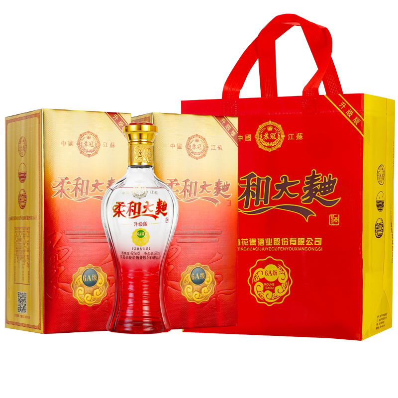 柔和大曲白酒瓶装6a级42度整箱特价纯粮食酒浓香型高档礼盒送礼