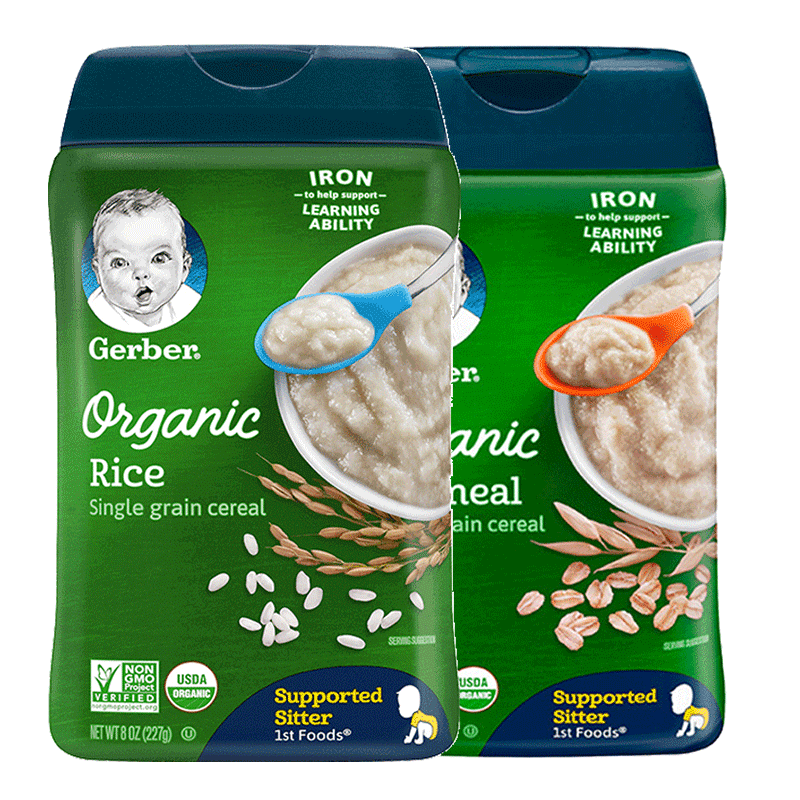海外嘉宝gerber婴幼儿宝宝辅食水果味益生菌高铁米粉2段6个月227g