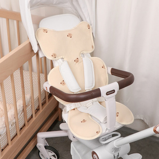安全座椅通风凉席婴儿推车宝宝餐椅通用坐垫车用棉麻透气吸汗凉垫