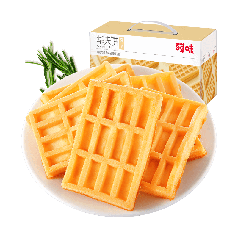 百草味 华夫饼1kg早餐蛋糕饼干手撕面包网红小零食点心食品整箱装_7折