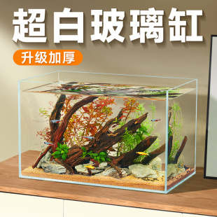 超白玻璃鱼缸金晶家用桌面小型客厅水草造景鱼生态乌龟裸缸