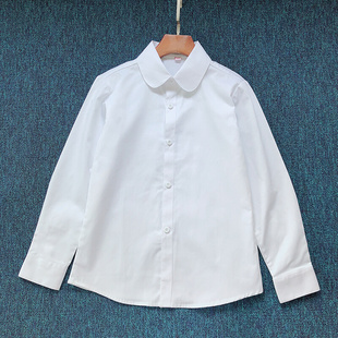 男童女童学生校服白衬衫春夏新款中大儿童纯棉白色衬衣长短袖上衣