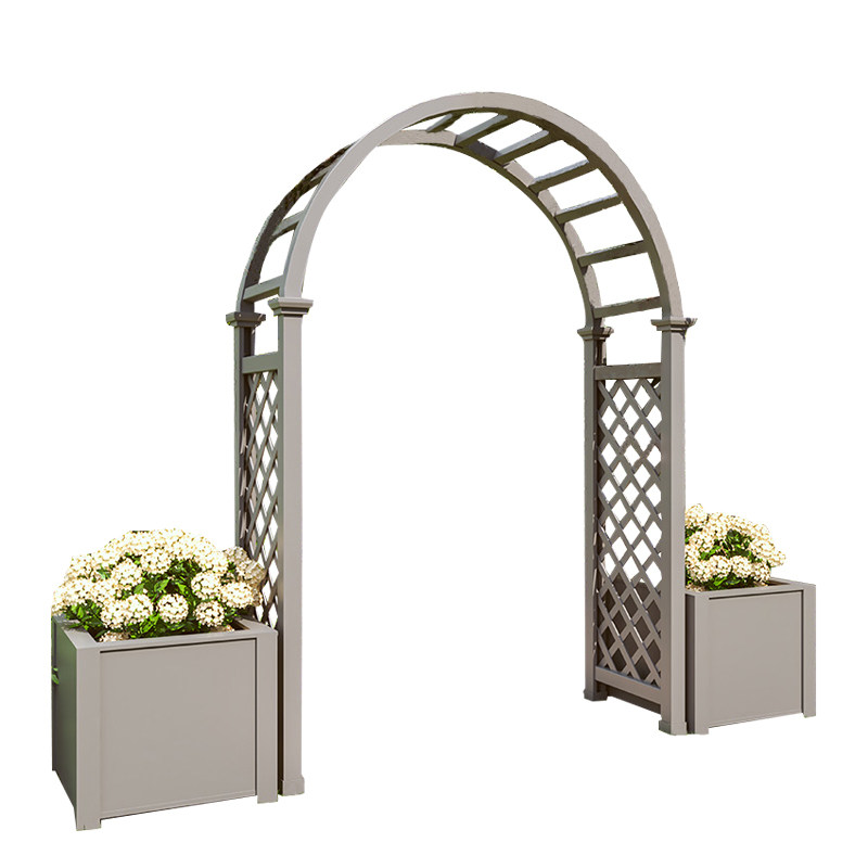 花园拱门花架防腐木户外院子园艺月季爬藤架庭院木质圆形带门栅栏