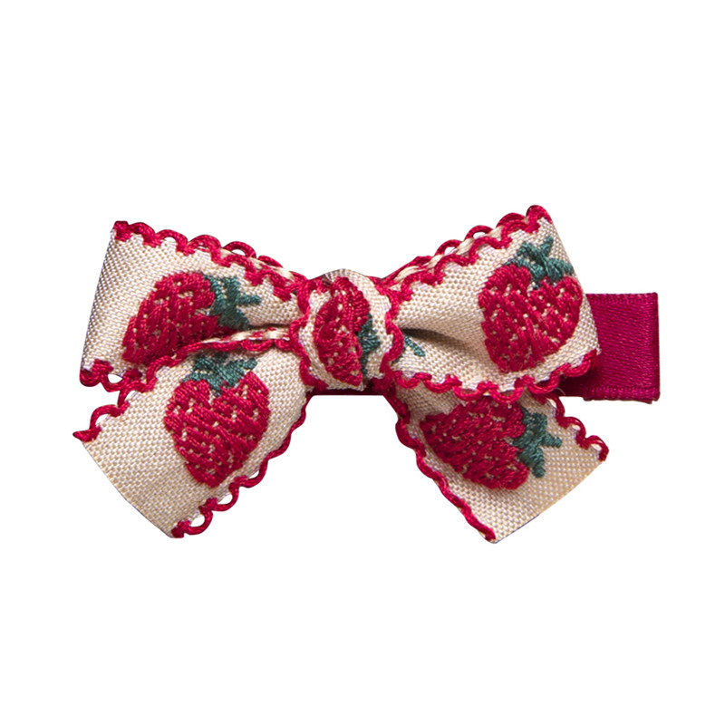 tangtang发饰 手工草莓蝴蝶结发夹头绳儿童发卡发圈diy刘海夹边夹-tan