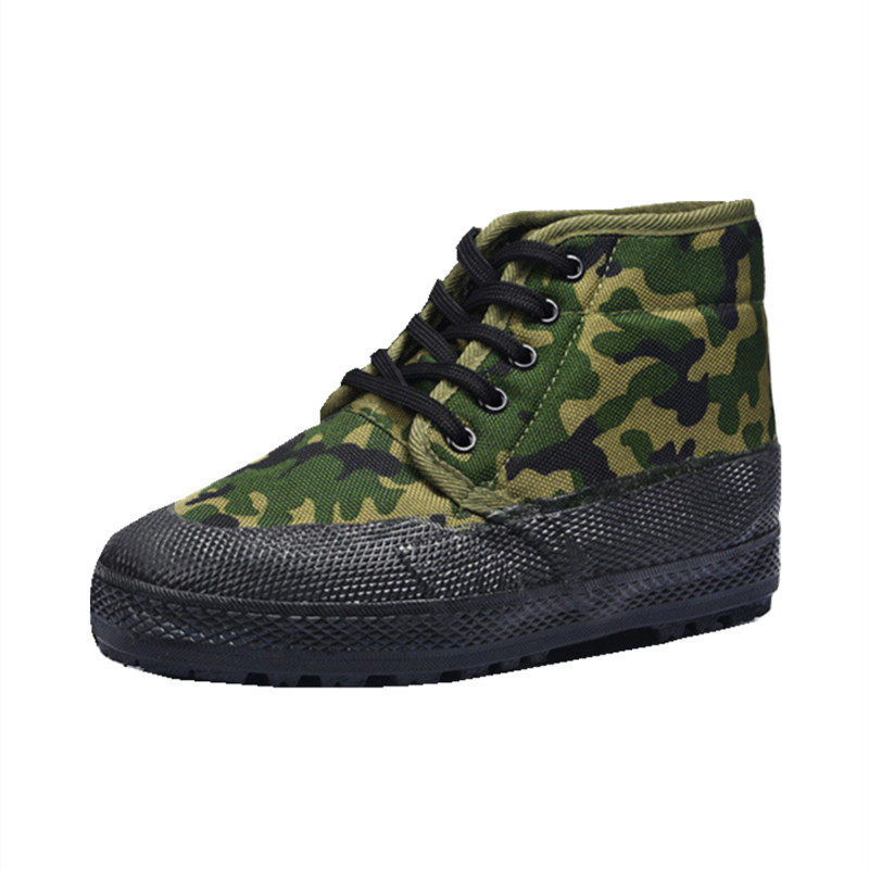 迷彩鞋男解放鞋加绒保暖工地农民工耐磨劳保鞋干活训练胶鞋布棉鞋