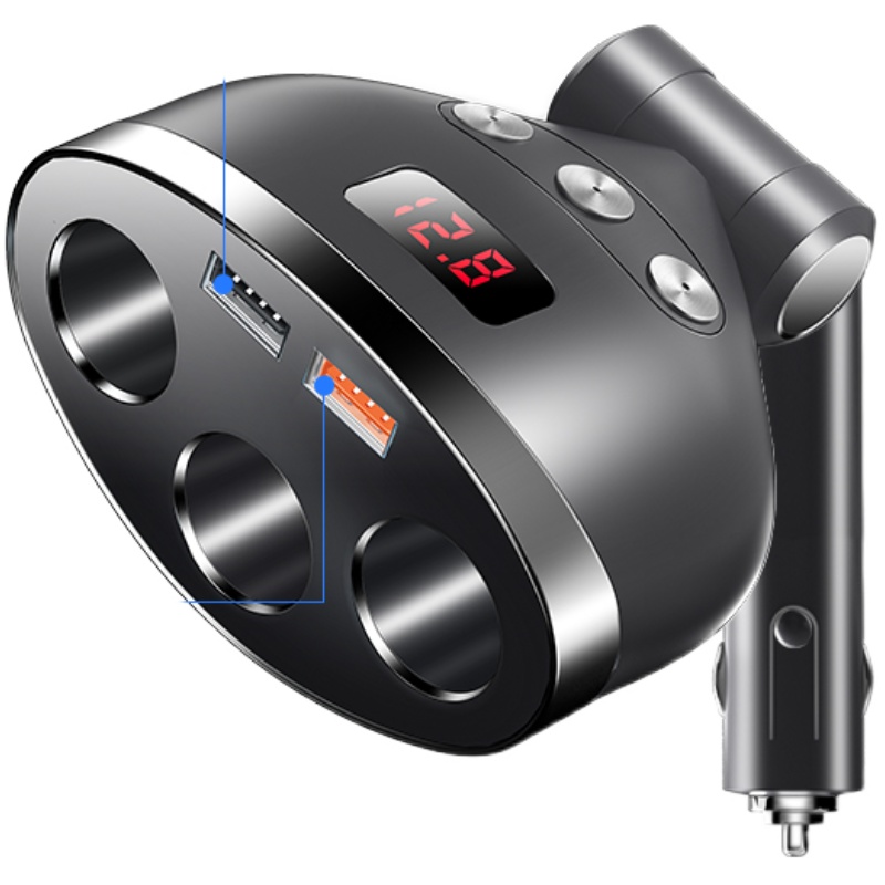 可插行车记录仪 双usb数显快充车载充电器汽车用多功能点烟转换插头