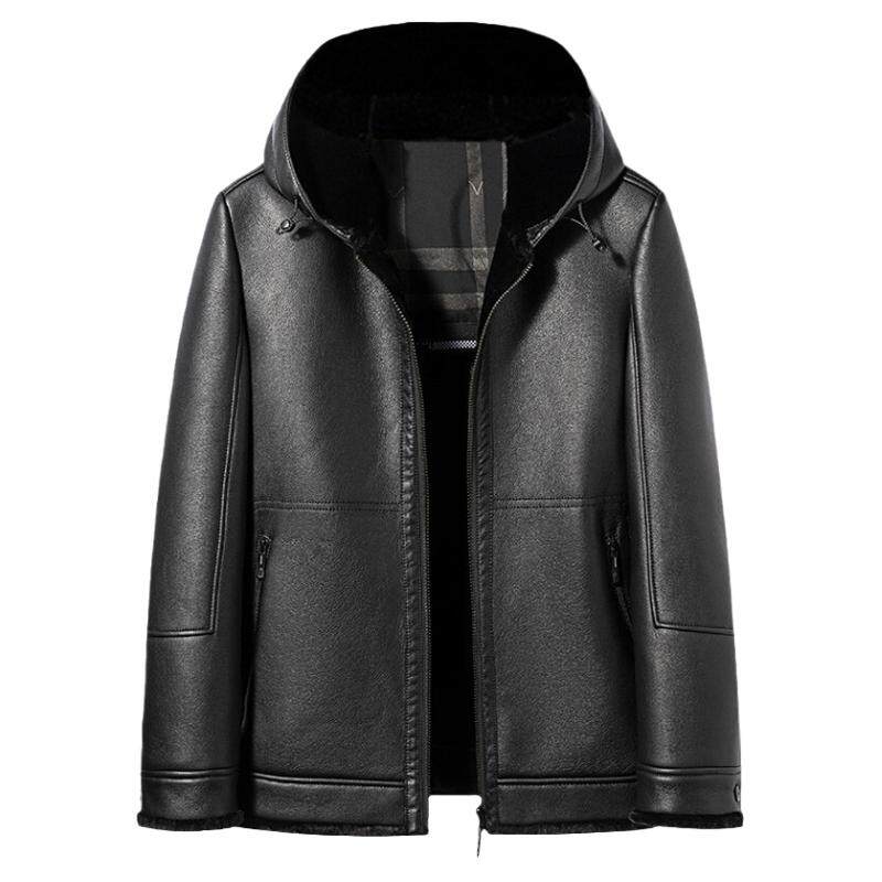男皮毛一体外套