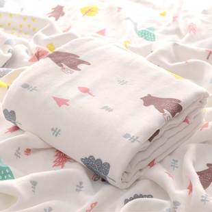 销新生婴儿浴巾夏季薄款宝宝纱布被子两层2纯棉竹纤维儿童盖毯新
