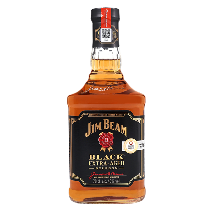 jim beam金宾波本威士忌黑牌 美国原装进口洋酒黑麦威士忌700ml