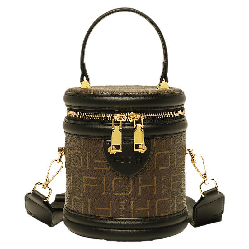 迪奥伦奴水桶包老花单肩包秋冬新款大容量字母手提斜挎包圆筒包