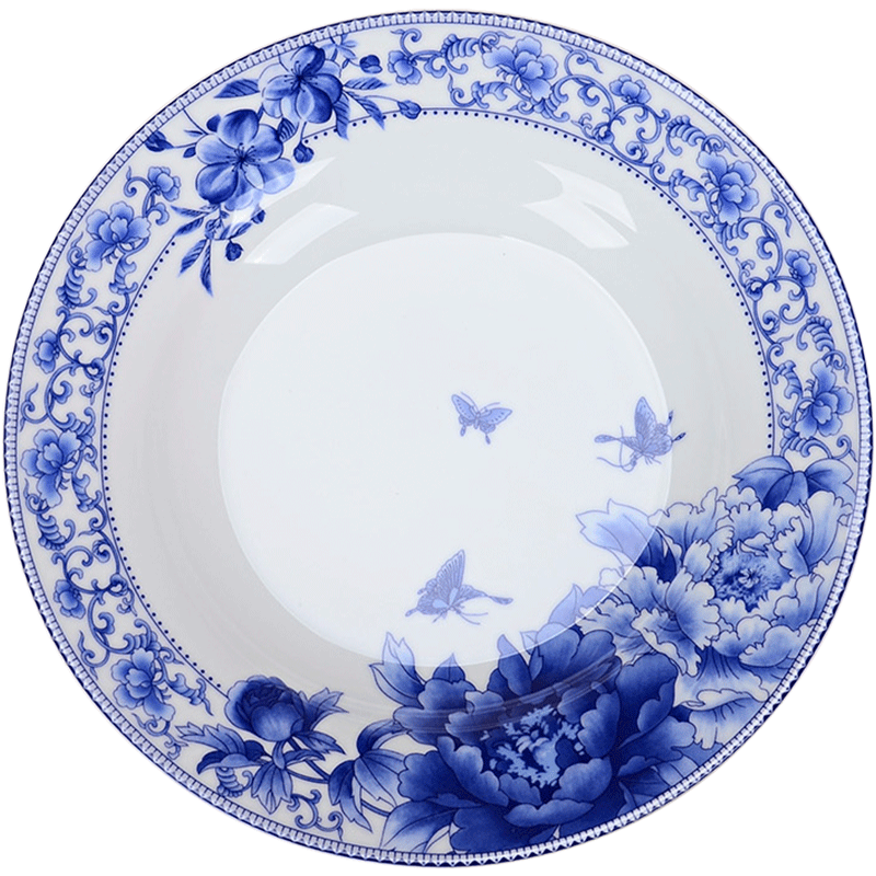 景德镇青花瓷盘子创意陶瓷菜盘餐盘碟子托盘套装10只组合8寸家用