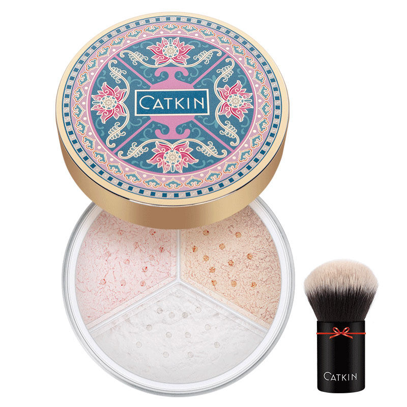 卡婷三色蜜粉散粉定妆粉控油防水汗不脱妆持久粉饼干皮遮瑕干粉