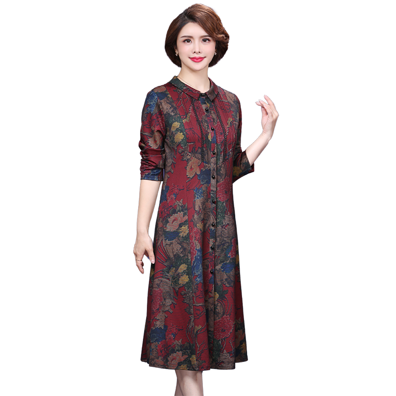 甘夫人中老年女装妈妈秋装2020新款婚宴高贵洋气中年40岁50连衣裙