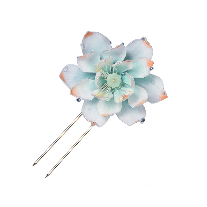 处州莲 热缩花簪子古风荷花莲花发簪盘发u型发钗日常汉服头饰发饰